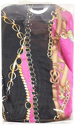 Spa Savvy Satin Shower Cap Color Is Black, White, Pink, Brown- A Belt/chain Design Pattern