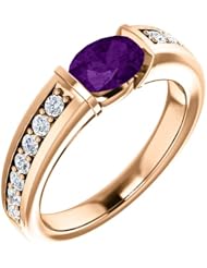 10K Rose Gold 7.00x5.00mm Oval Cut Chatham Created Alexandrite and Diamond Ring -- LIFETIME WARRANTY