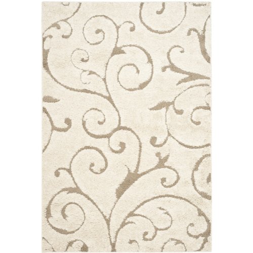 Safavieh Florida Shag Collection SG455-1113 Cream and Beige Shag Area Rug, 5-Feet 3-Inch by 7-Feet 6-Inch