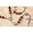 Saint Benedict Rosary - 20" Linked Chain - 6mm Two-Tone Wood Beads and 9mm Saint Benedict Medal Beads Linked with 1" Small Crucifixes - Saint Benedict Centerpiece - 1.5" Saint Benedict Crucifix - Made in Italy