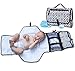 Portable Changing Pad for Diaper Bag w/ Head Pillow, Travel Changing Pad & Portable Changing Station | Plus Binky Case & Baby Cream Jar | Infants & Newborns | Grey Black Diaper Changing Pad Portable