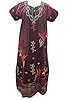 Womans Maroon Paisley Design Kaftans Embroidered Cotton Caftans Nighties L / M