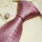 51kvXu78DgL. SL160  Pink Pattern Mens Dress Ties Florals Gifts Ideas Discount Silk Neck Ties Cufflinks Set 5255