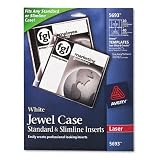 Avery 5693 CD/DVD White Matte Jewel Case Inserts for Laser Printers, 20/pack