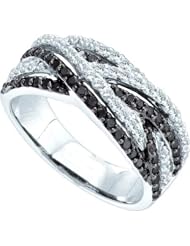 0.88cttw Round BLACK & White Diamond Band ( Size 7 H-I Color, I1-I2 Clarity)