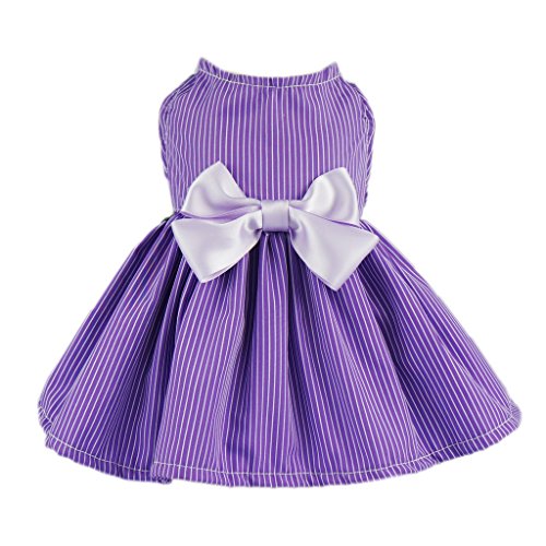 Fitwarm Elegant Dog Dress Pet Clothes Striped Shirts Cat Apparel, Purple, XXS