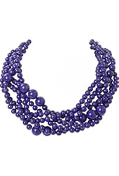 Humble Chic Women's Twisted Bauble Necklace - Multistrand Layered Statement Beads