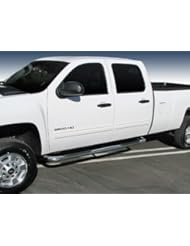 Automotive Parts and Accessories: MaxMate Custom Fit 01-16 Silverado/Sierra Crew Cab Stainless Steel 3" Side Step Rails Nerf Bars Running Boards(2pcs with Mounting Bracket Kit) - MaxMate