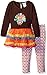 Youngland Girls' Thanksgiving Knit to Tiered Tutu Turkey Mini Dress with Knit Chevron Legging