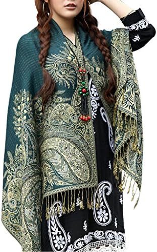 Melldci Women's Warm Tick Cotton Scarf &amp; Large Pashmina Dark Green