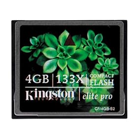 Click here to buy High Speed Kingston Compact Flash Elite Pro 133X Memory Card - 4GB (CF 4GB-S2) for Canon... by Kingston.