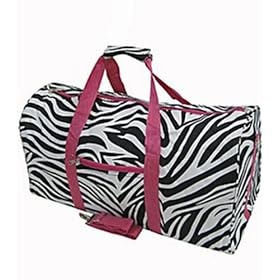 Zebra and Hot Pink Duffel Bag Large 21 inches by