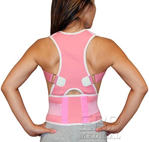 EBP Medical New Fully Adjustable Back Brace Belt for Posture Correction and Back Pain Support - Neoprene - (X-Large, Pink)