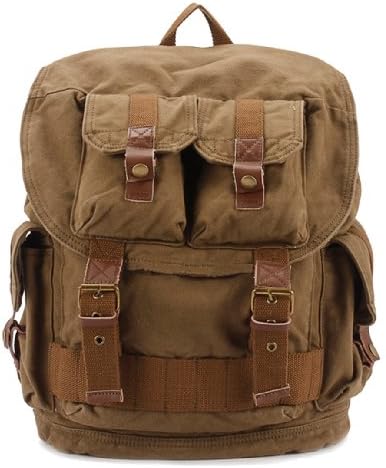 SAIERLONG Men's And Women's backpacks shoulder handbags green Canvas Genuine Leather
