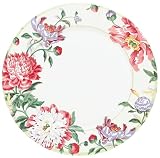 Caspari Floral Chintz Set of 8 Paper Dinner Plates, Ivory