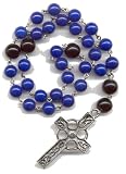 Anglican Prayer Beads, Rosary - Lapis Mountain Jade/Black Czech Glass Beads