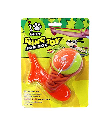Dog Toys with Ball Launcher Toy for Pets By Gpet Thrower Is Light Weight & Durable Easy to Throw the Ball with Rope