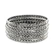 Special Price! Dark Metal Colored Bangles with Faceted Diamond Pattern