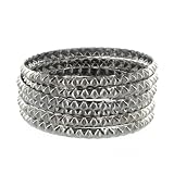 Special Price! Dark Metal Colored Bangles with Faceted Diamond Pattern