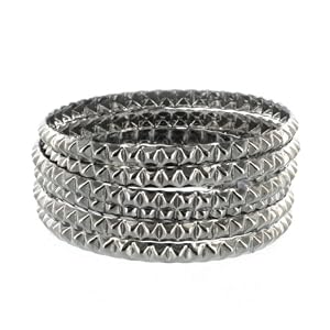 Special Price! Dark Metal Colored Bangles with Faceted Diamond Pattern