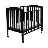 Dream On Me 2-in-1 Convertible Folding Portable Wood Crib in Black