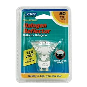 Feit Electric BPQ50MR16 GU10 50-Watt Halogen Reflector Flood Bulb with GU10 Base, Clear by Feit Electric