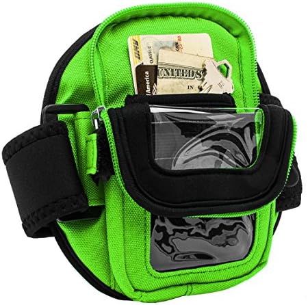 myLife Turtle Green + Gorilla Black {Rain Resistant Velcro Secure Running Armband} Dual-Fit with Key Slot Jogging Arm Strap Holder for Sony Xperia Z2 and Z3 "All Ports Accessible"