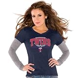 Touch by Alyssa Milano Minnesota Twins Ladies Navy Blue Double V Triblend Premium T-shirt