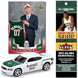 Upper Deck Milwaukee Bucks Upper Deck NBA 2007-08 Dodge Charger with Yi Jianlian Trading Card and 2007-08 Fleer Fat Pack