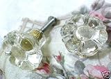 Vintage Glass Knobs ~ Shabby Chic Cabinet or Drawer Crystal Clear Glass Pulls ~ Set of 24 ~ Flower