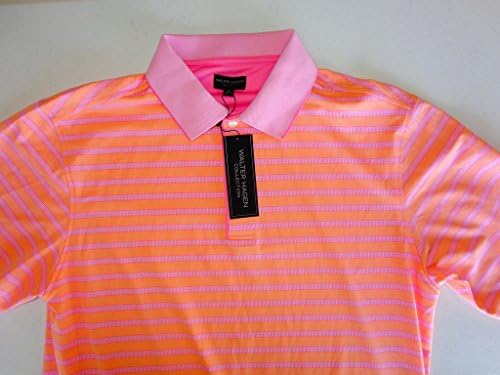 New Walter Hagen Eagle Jacquard Polo MGC11029 Medium Golf Mens Aurora Pink