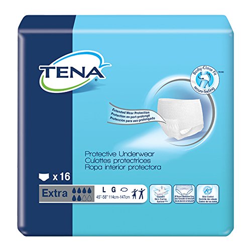 TENA Protective Underwear Extra, Large (45-58 Inch Waist/Hip) 72347 (Formerly 72346) - Pack of 16