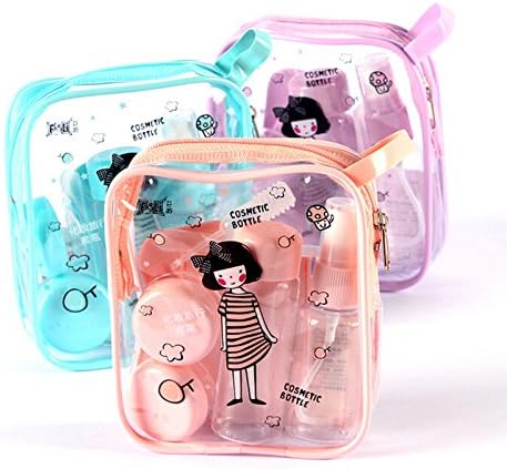 8pcs/set Empty Container Travel Kit Set Small Spray Bottles Cream Jar Mirror Comb Mask Stick Dropper Pink / Blue / Purple