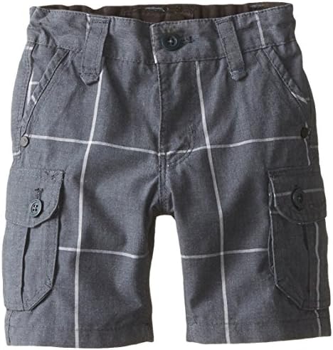 Hurley Baby Boys' Plaid Cargo Short, Classic Charcoal, 12 Months