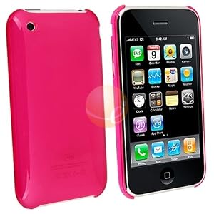 Premium Hard Crystal Plastic Skin Slim Fit Snap-on Case for Apple iPhone 3G, 3GS 3G-S - Clear Hot Pink