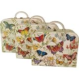 Punch Studio Botanic Butterfly Butterflies 3 nested carrying cases with handle