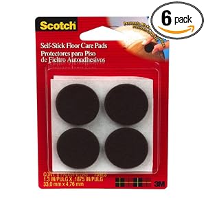 3M Scotch 767ES Self-Stick Floor Care Pads 1-1 2-Inch Black, 6-Pack by 
