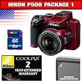 Nikon COOLPIX P500 12.1 CMOS Digital Camera with 36x NIKKOR Wide-Angle Opti ....
