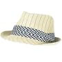 New Structure Stripe 3 Pleat Hard Fedora Trilby Hat Natural