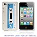 iPhone 4 / 4G White Silicone Cassette Tape Case / Skin / Cover