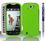 NEON GREEN Rubber Touch Snap-On Phone Protector Hard Cover Case And Car Cha ....