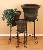 Versatile Antique Designed Metal Planter Set of 3 in Oxidize Finish