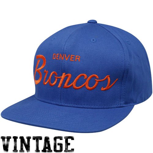 Mitchell & Ness Denver Broncos Royal Blue Solid Script Snapback Adjustable Hat