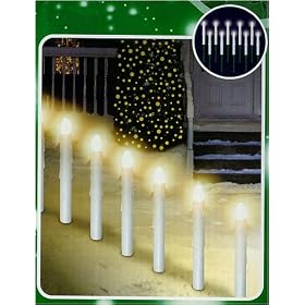 Set of 10 Lighted Candle Christmas Pathway Markers Lawn Stake Set by Hofert