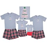 Tinsel Town Snowy Christmas Tree Cotton Holiday Shirt and Black Stewart Boxer Short Sets - Red Short Sets for Kids