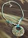 Fashion necklace 715 blue platic hoop on multistrand cord