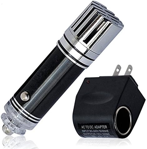 JAHOO Car Air Purifier Ionizer with Home 12v Adapter - Removes Cigarette Smoke, Bacteria, Odor Smell - Helps with Allergies - Mini Air Cleaner Gadget Smoke Eater Eliminator Remover (Black)