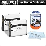 Buy 2 Pack Battery Kit For Pentax Optio WG-1, WG-2 Waterproof Digital Camera Includes... by Butterfly