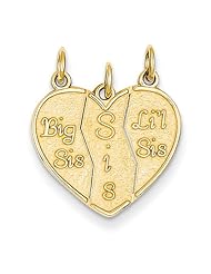 14k Yellow Gold 3 piece Break-apart Big Sis, Sis & Lil Sis Pendant
