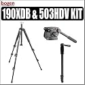 Manfrotto 190XDB 3 Section Aluminum Tripod & Manfrotto 503HDV Professional Video Fluid Head & Bonus Monopod